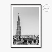 Brussels Black and White Fine Art Photo Print, Grand Place City Hall Belgium Poster