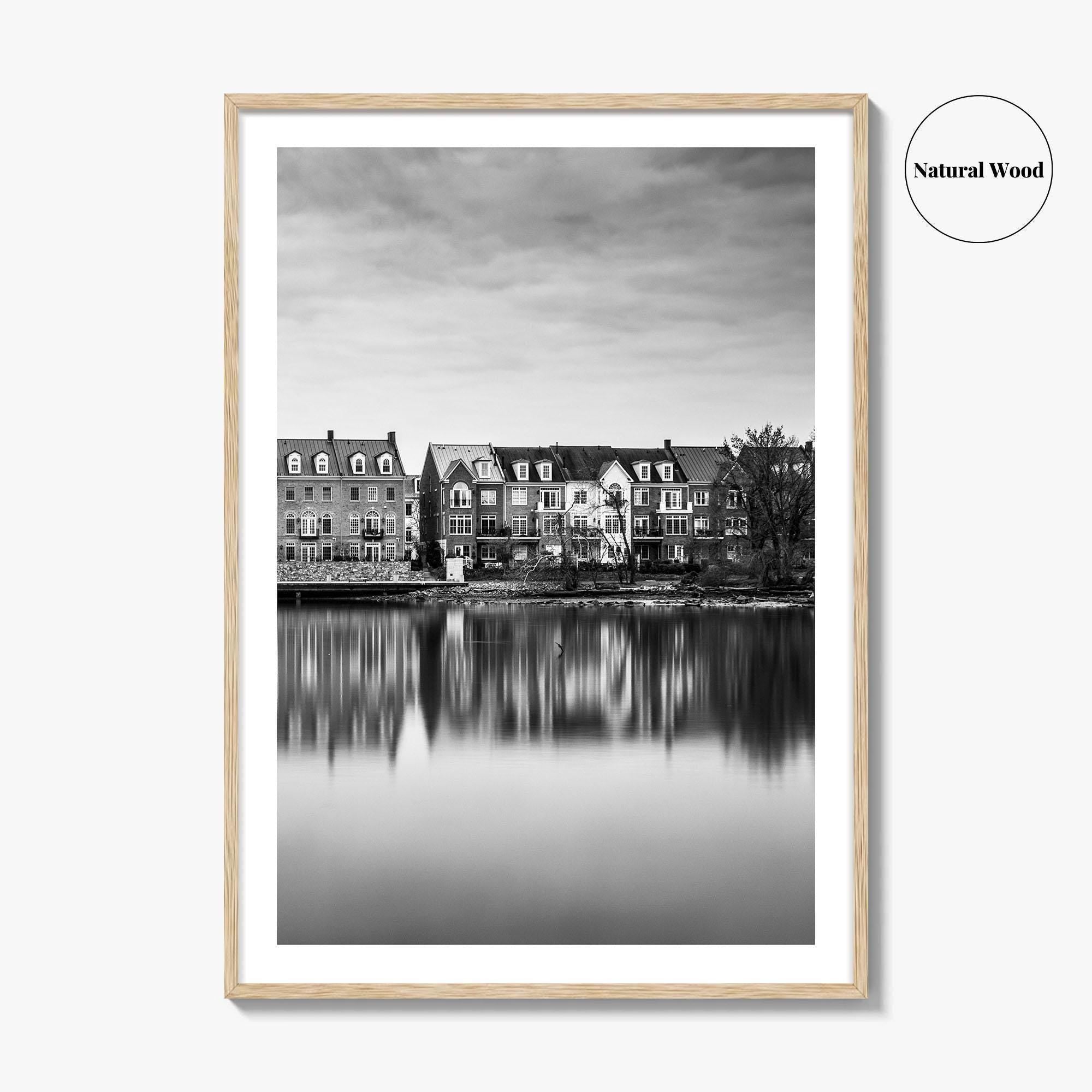 Alexandria Virginia Black and White Fine Art Photo Print, Potomac River Waterfront, USA Poster