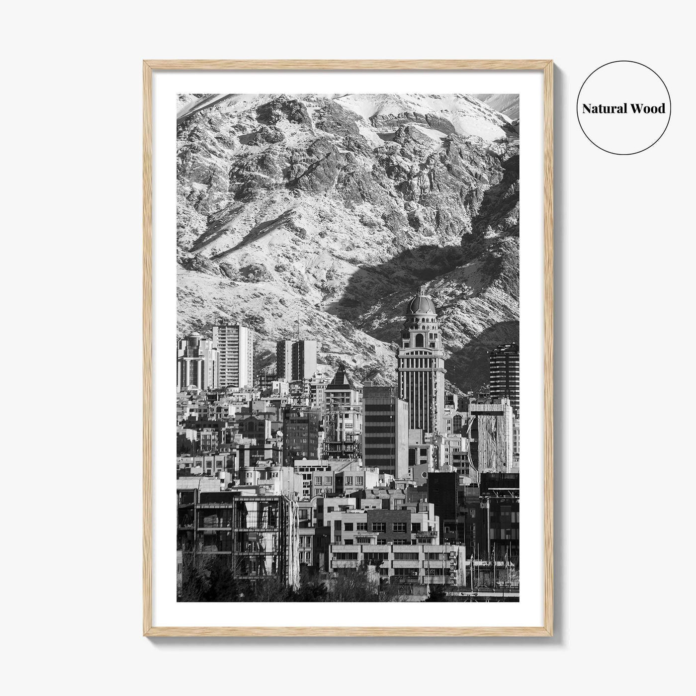 Tehran Black and White Fine Art Photo Print, Iran Wall Decor, Alborz Mountains Poster