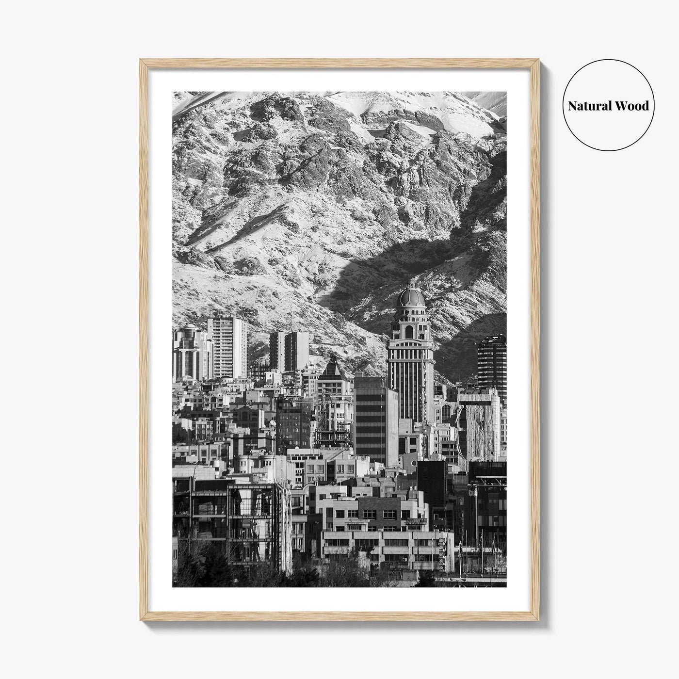 Tehran Black and White Fine Art Photo Print, Iran Wall Decor, Alborz Mountains Poster