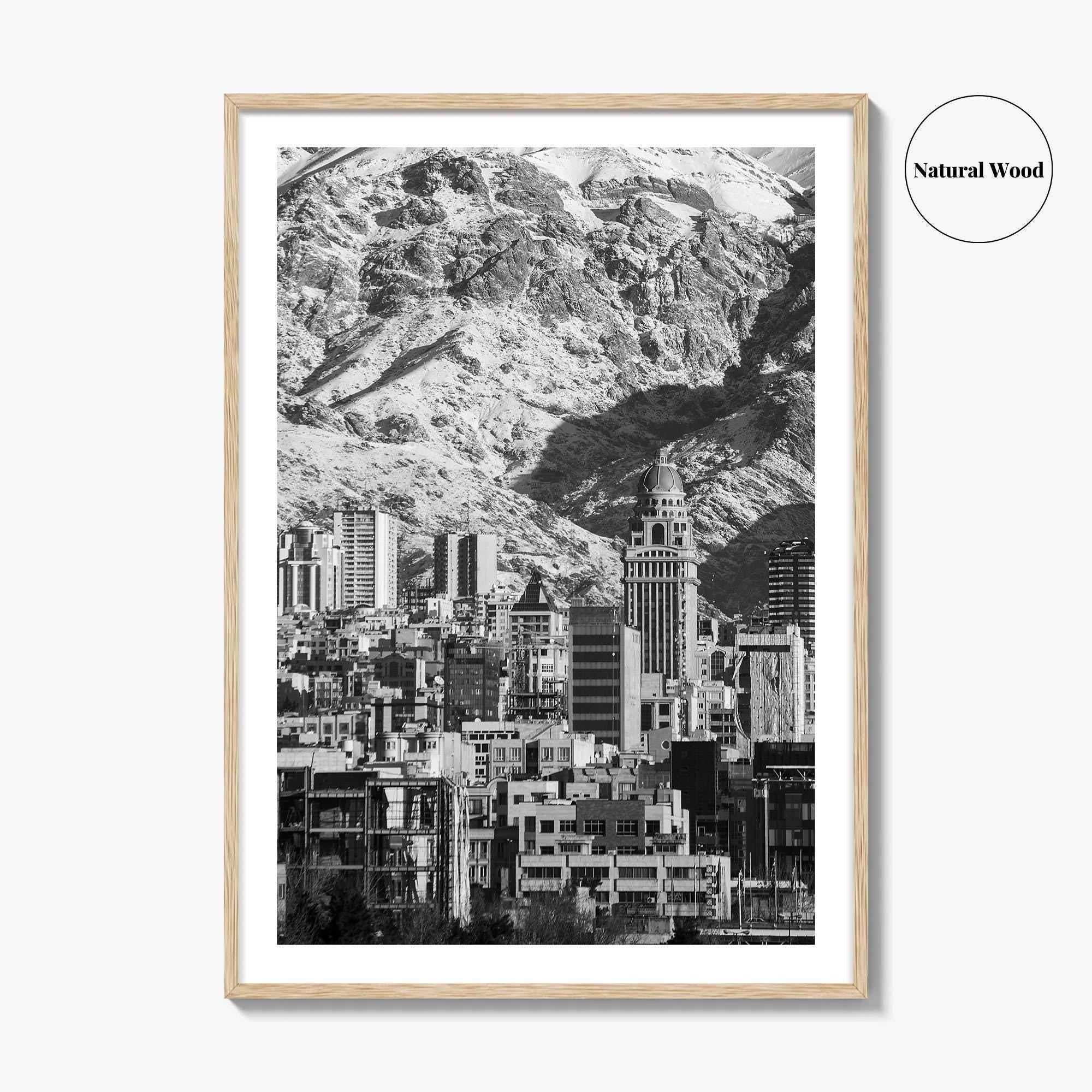Tehran Black and White Fine Art Photo Print, Iran Wall Decor, Alborz Mountains Poster