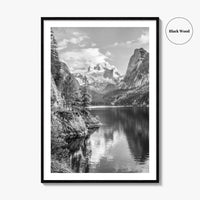 Gosausee Black and White Fine Art Photo Print, Dachstein Glacier Austrian Alps Poster