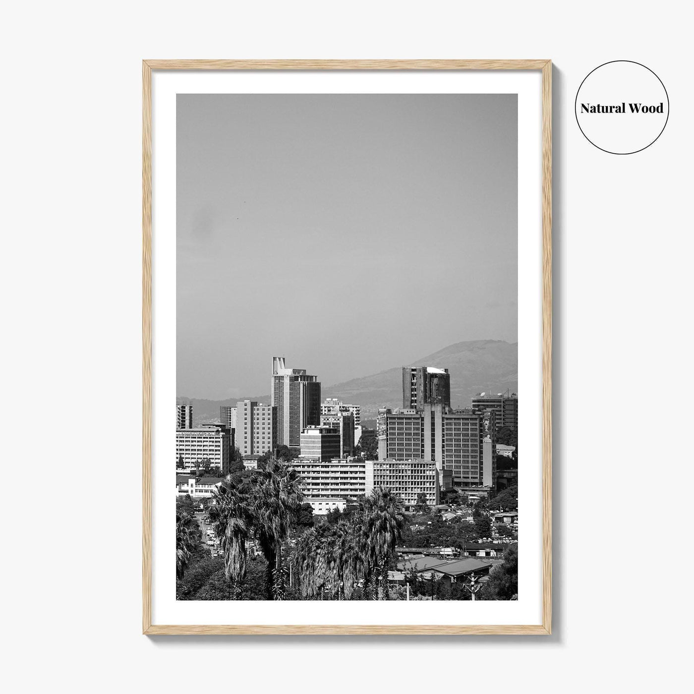 Addis Ababa Skyline Black and White Fine Art Photo Print, Ethiopia Wall Decor Poster