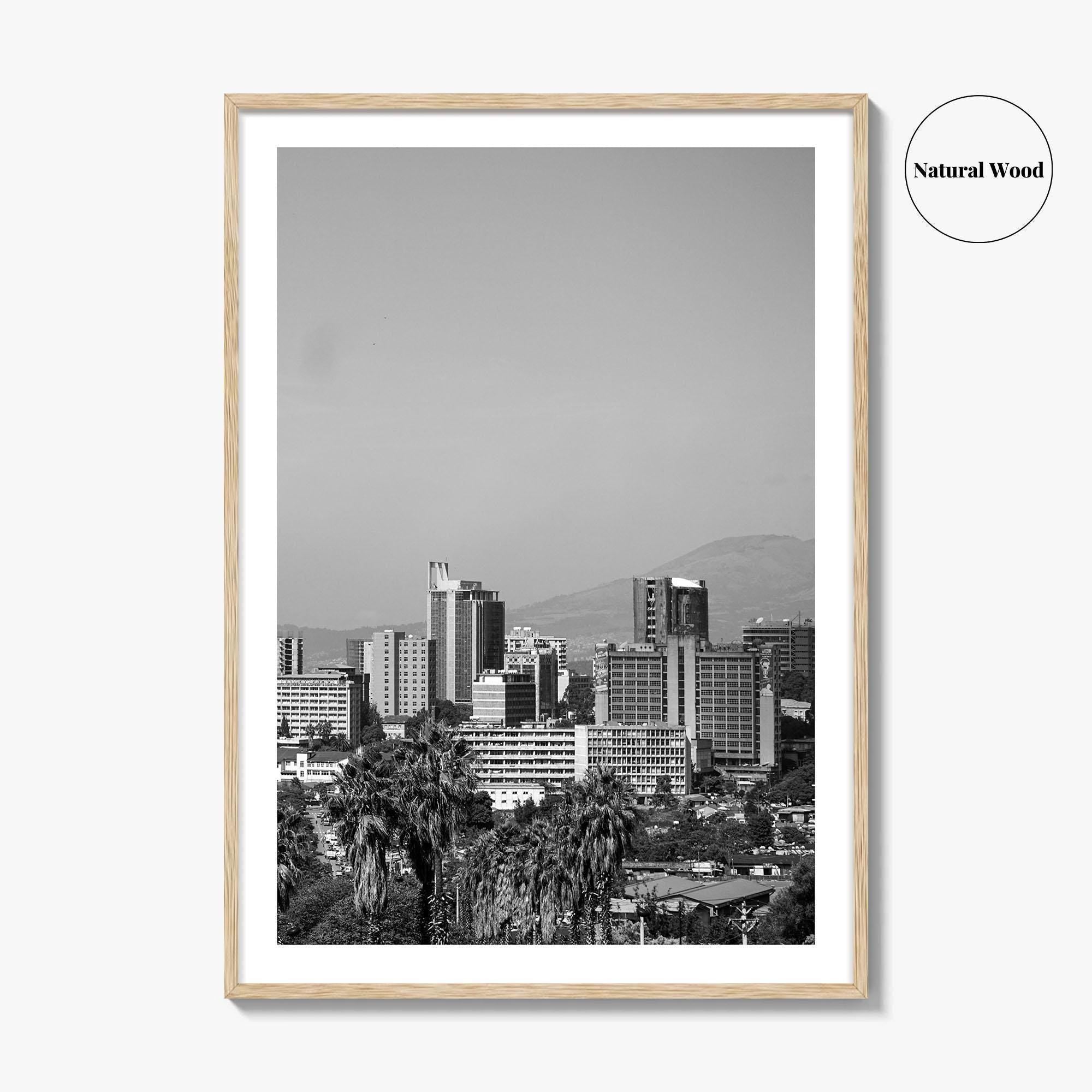 Addis Ababa Skyline Black and White Fine Art Photo Print, Ethiopia Wall Decor Poster
