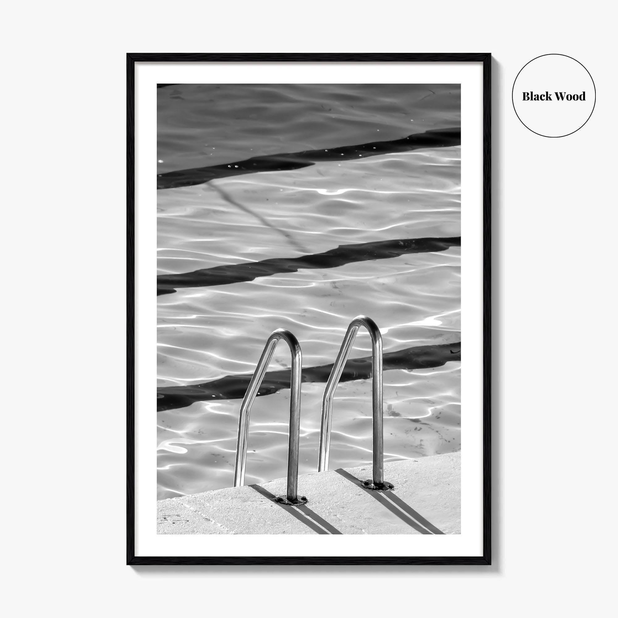 Bondi Beach Black and White Fine Art Photo Print, Sydney Icebergs Pool, Australia Poster