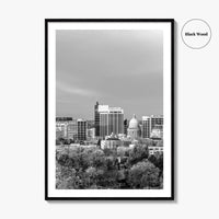 Boise Idaho Skyline Black and White Fine Art Photo Print, USA Wall Poster