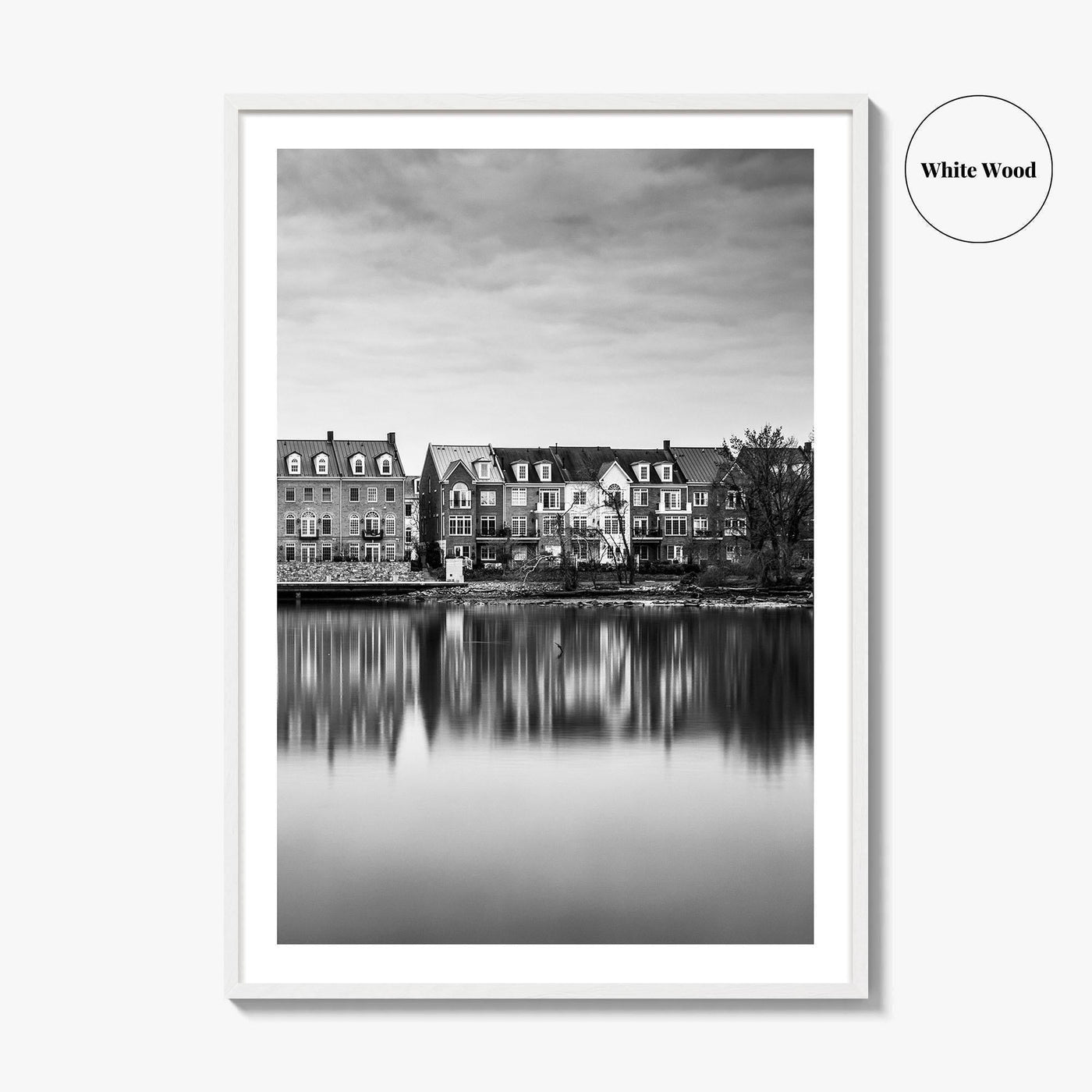 Alexandria Virginia Black and White Fine Art Photo Print, Potomac River Waterfront, USA Poster