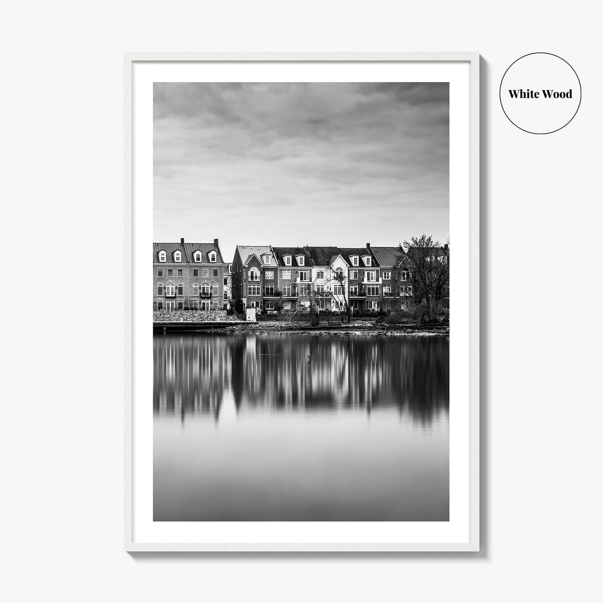 Alexandria Virginia Black and White Fine Art Photo Print, Potomac River Waterfront, USA Poster