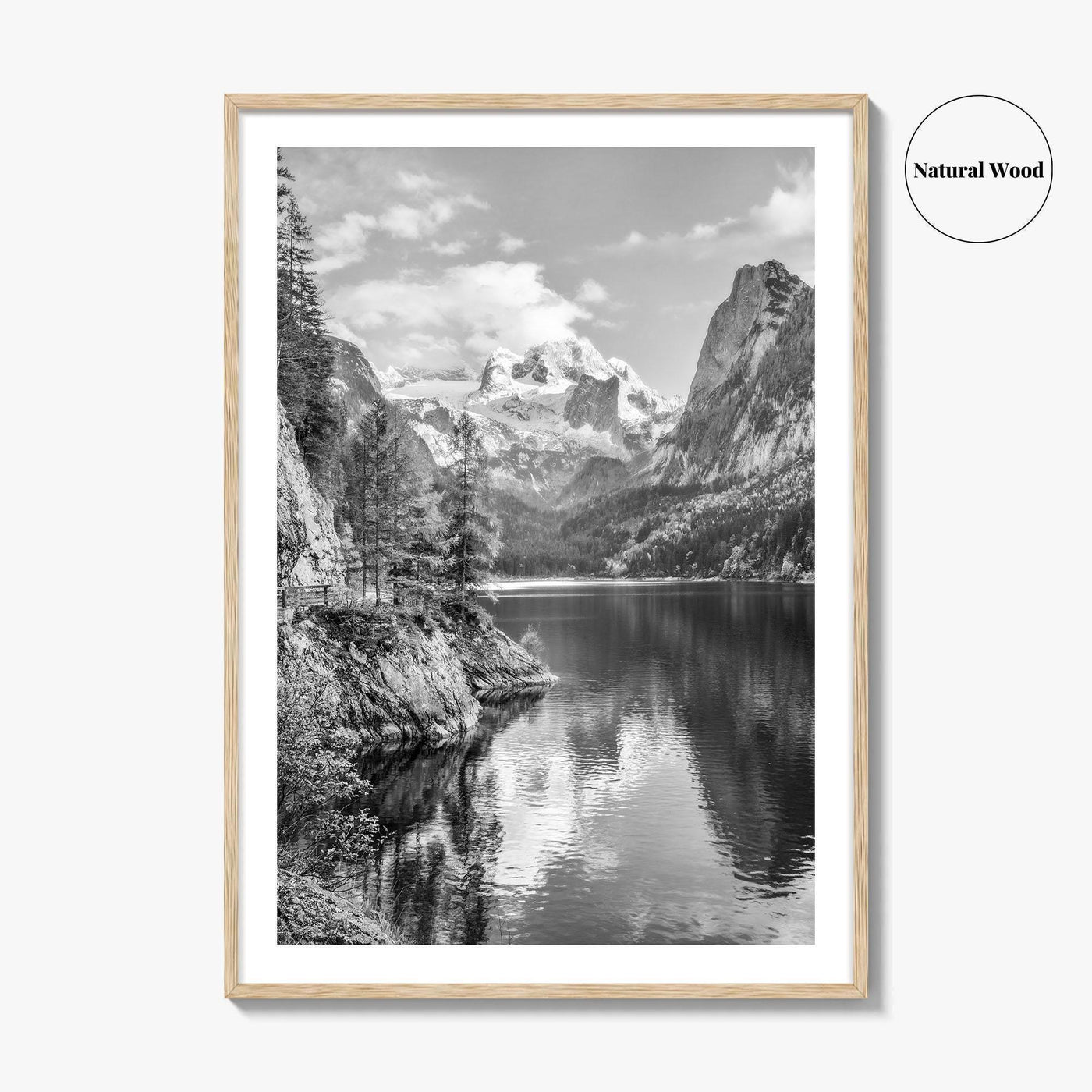 Gosausee Black and White Fine Art Photo Print, Dachstein Glacier Austrian Alps Poster