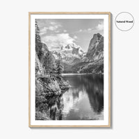 Gosausee Black and White Fine Art Photo Print, Dachstein Glacier Austrian Alps Poster