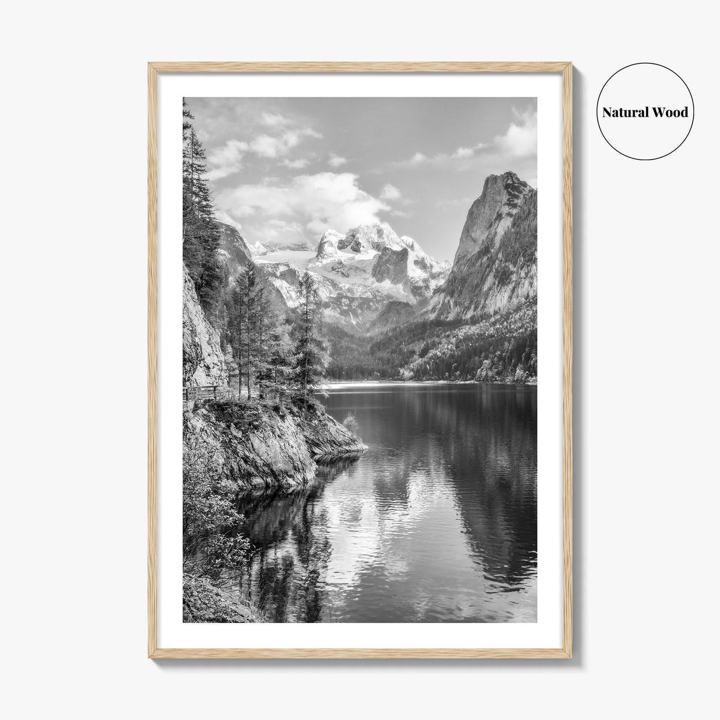 Gosausee Black and White Fine Art Photo Print, Dachstein Glacier Austrian Alps Poster