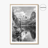 Gosausee Black and White Fine Art Photo Print, Dachstein Glacier Austrian Alps Poster