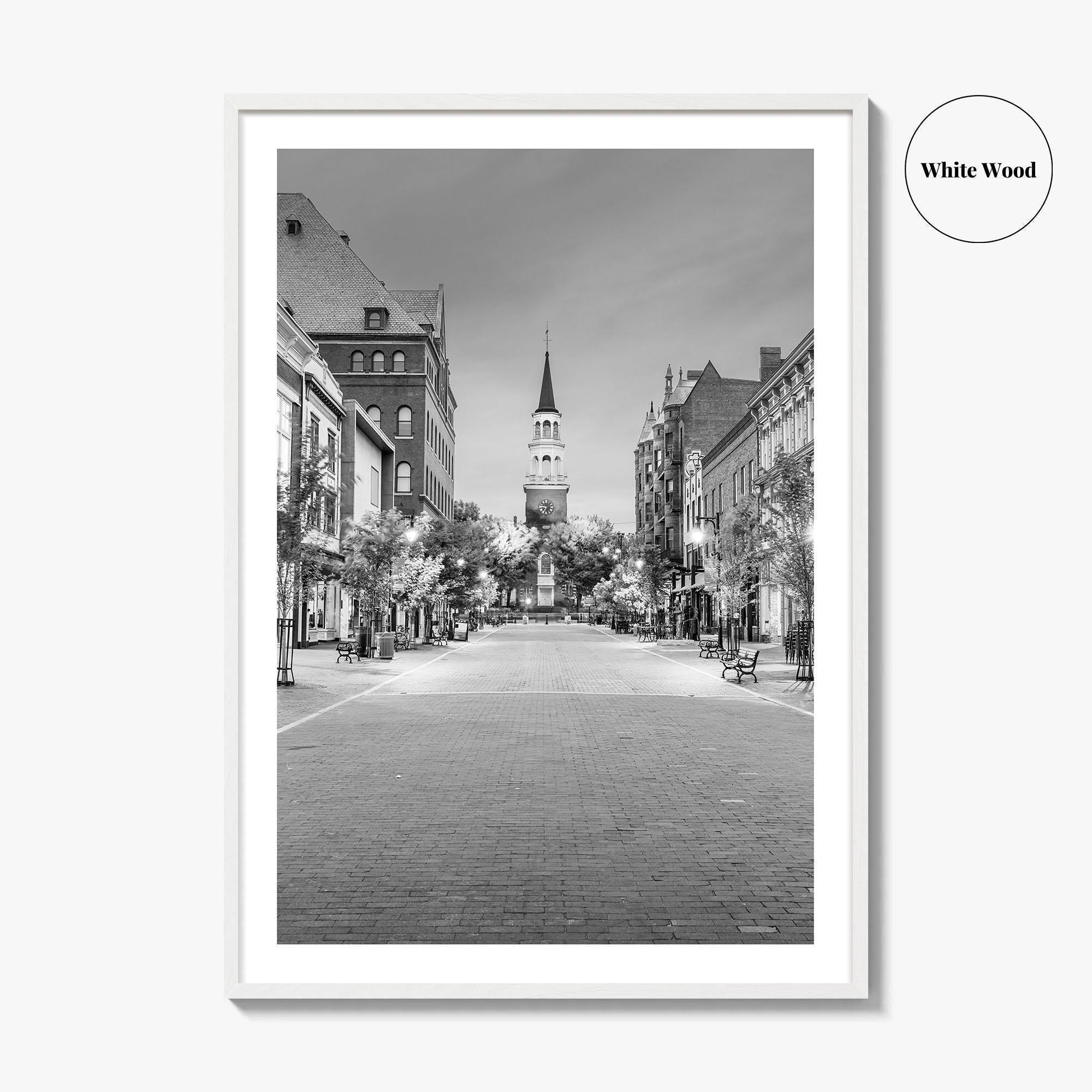 Burlington Black and White Fine Art Photo Print, Vermont, Church Street Marketplace, Poster