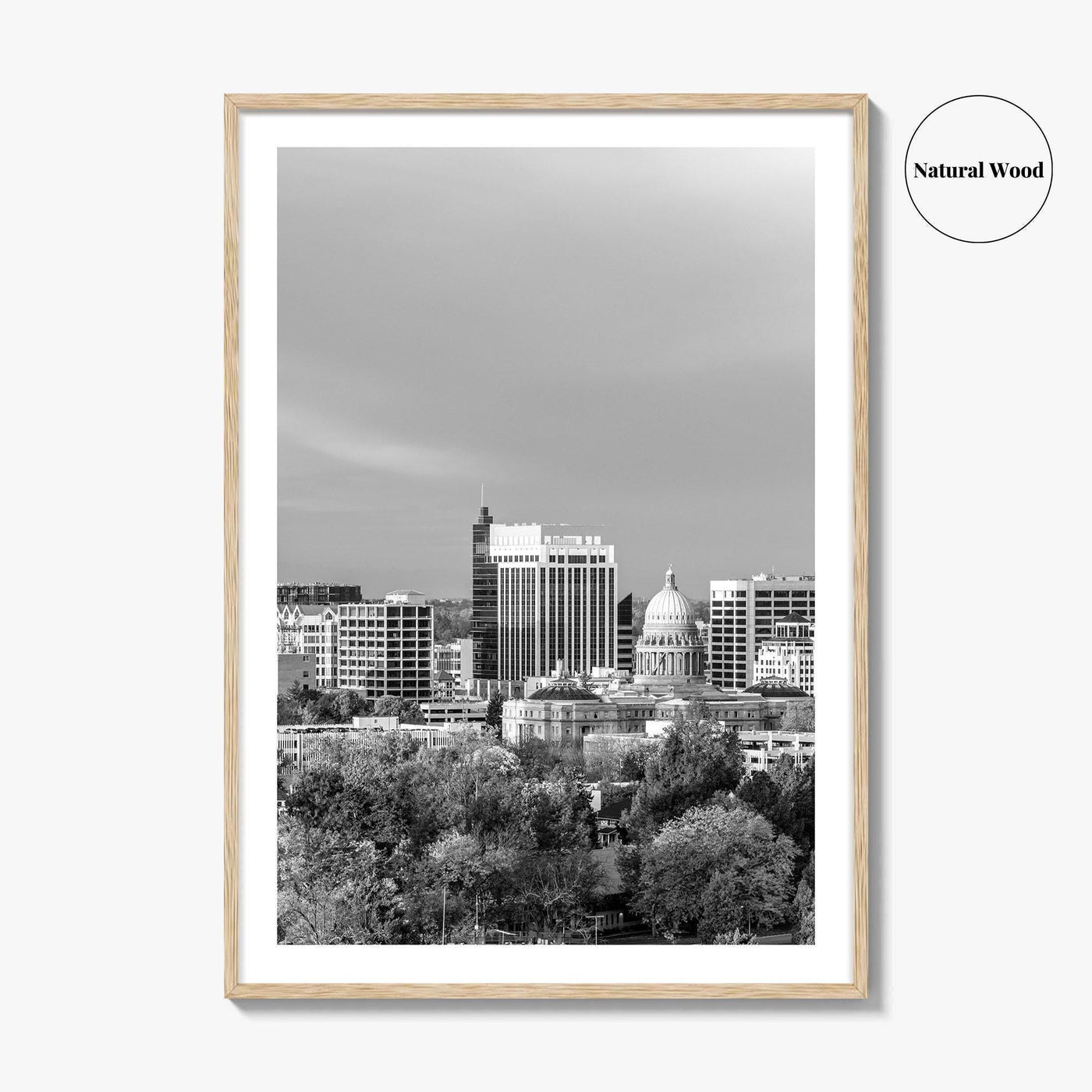 Boise Idaho Skyline Black and White Fine Art Photo Print, USA Wall Poster