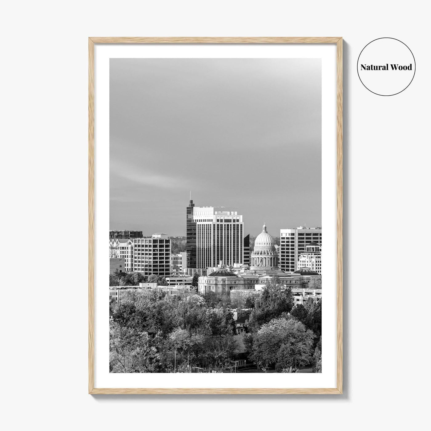 Boise Idaho Skyline Black and White Fine Art Photo Print, USA Wall Poster