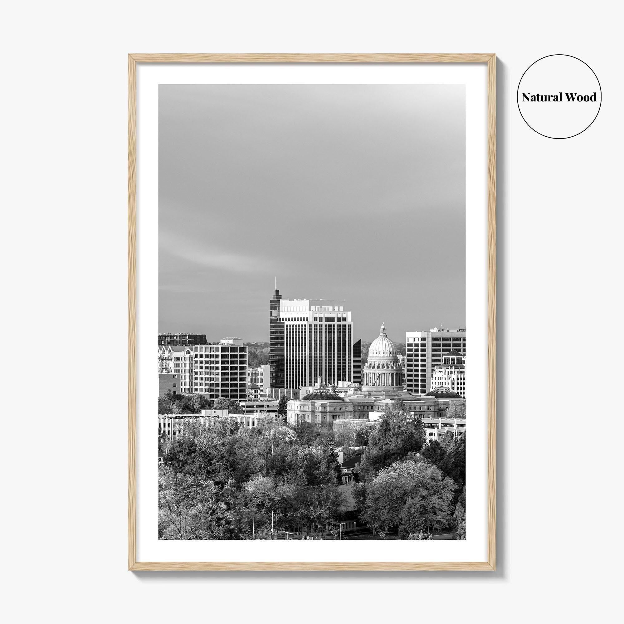 Boise Idaho Skyline Black and White Fine Art Photo Print, USA Wall Poster