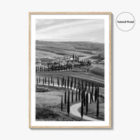 Tuscany Black and White Fine Art Photo Print, Crete Senesi, Siena, Italy Wall Poster