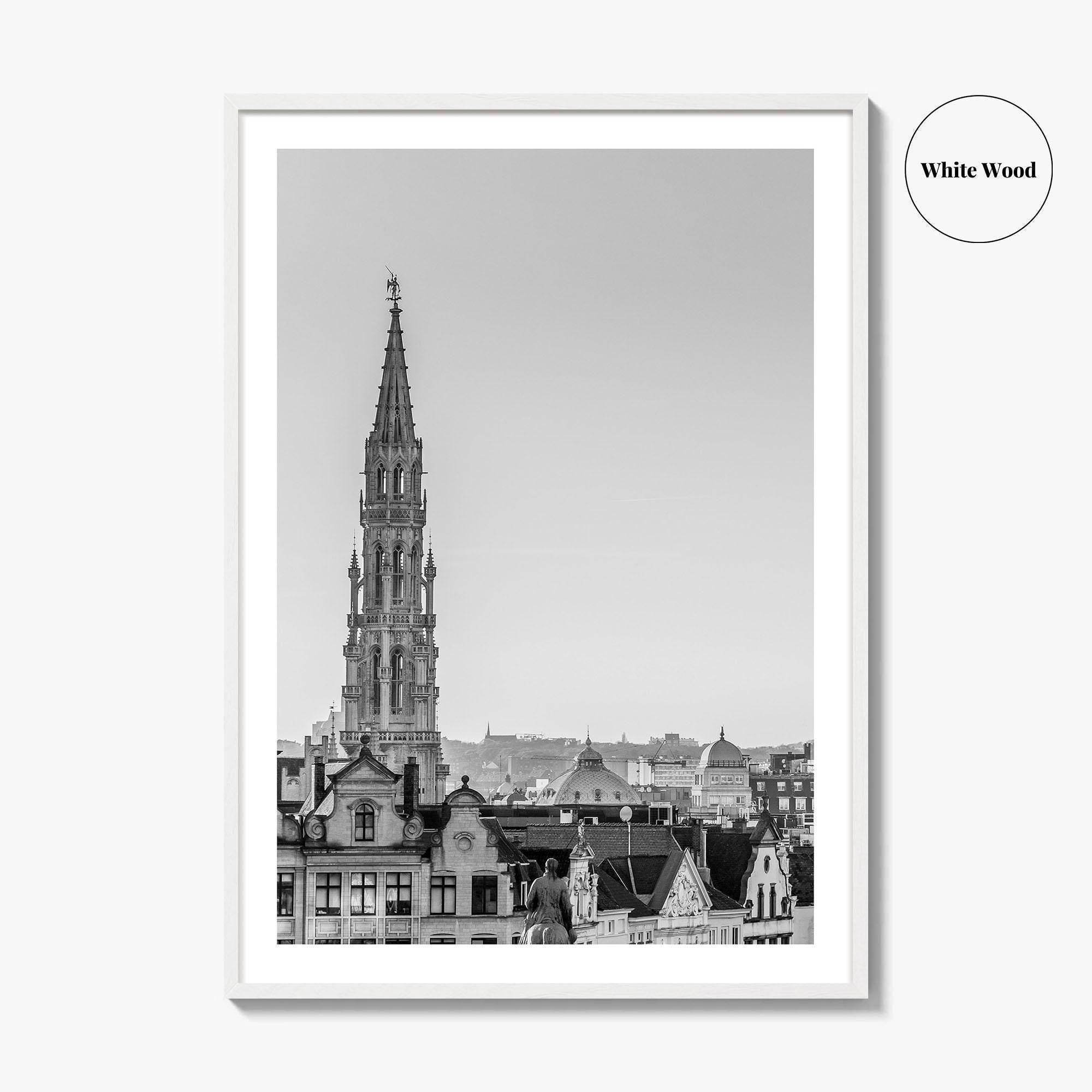 Brussels Black and White Fine Art Photo Print, Grand Place City Hall Belgium Poster
