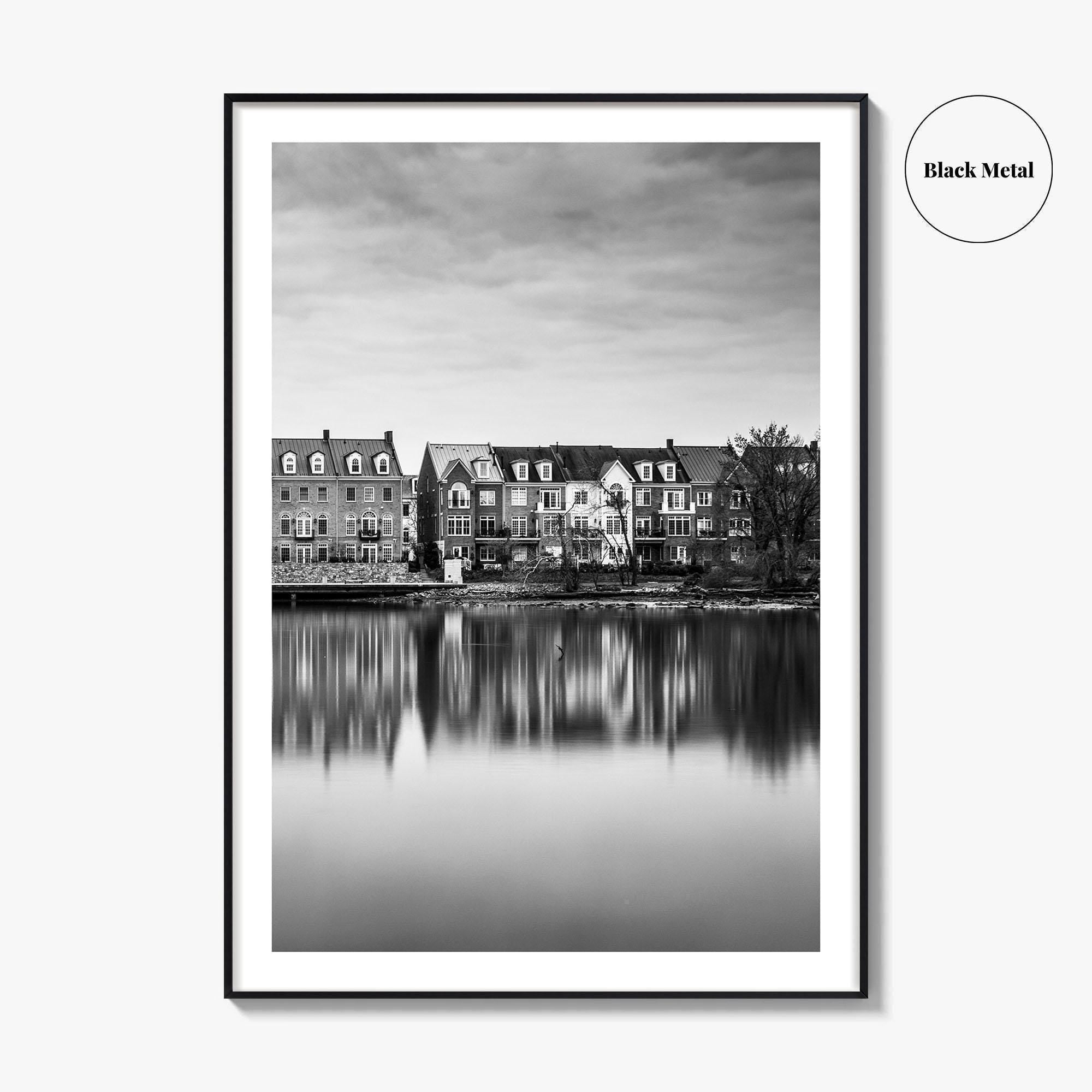 Alexandria Virginia Black and White Fine Art Photo Print, Potomac River Waterfront, USA Poster
