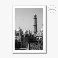 Lahore Black and White Fine Art Photo Print, Badshahi Mosque, Pakistan Wall Decor Poster