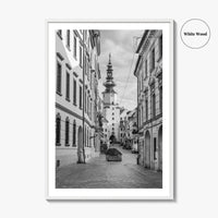 Bratislava Black and White Fine Art Photo Print, Michael's Gate Slovakia Poster