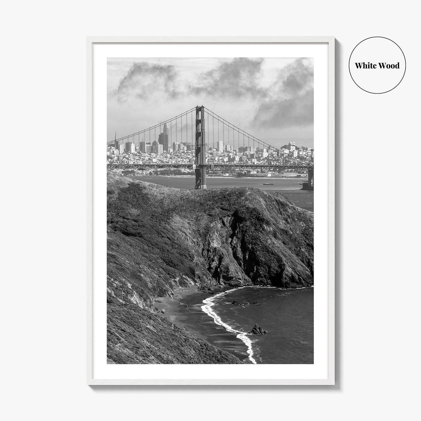 San Francisco Black and White Fine Art Photo Print, Golden Gate Bridge Poster
