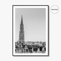 Brussels Black and White Fine Art Photo Print, Grand Place City Hall Belgium Poster