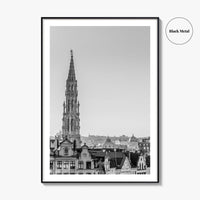 Brussels Black and White Fine Art Photo Print, Grand Place City Hall Belgium Poster