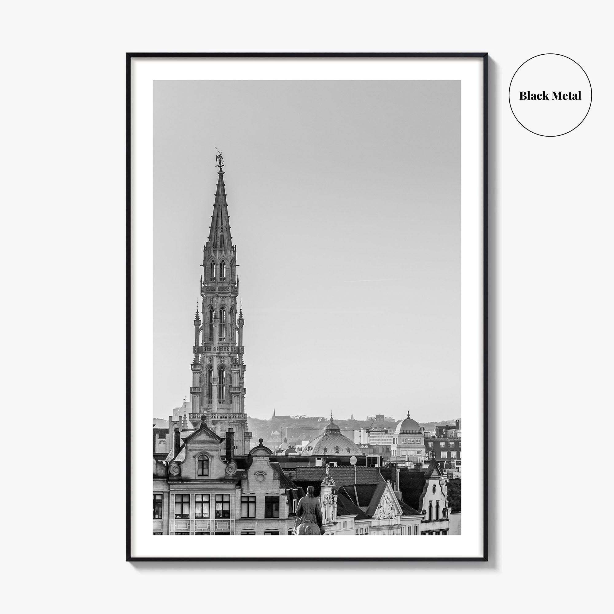 Brussels Black and White Fine Art Photo Print, Grand Place City Hall Belgium Poster