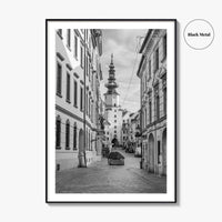 Bratislava Black and White Fine Art Photo Print, Michael's Gate Slovakia Poster