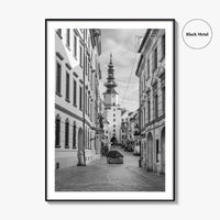 Bratislava Black and White Fine Art Photo Print, Michael's Gate Slovakia Poster