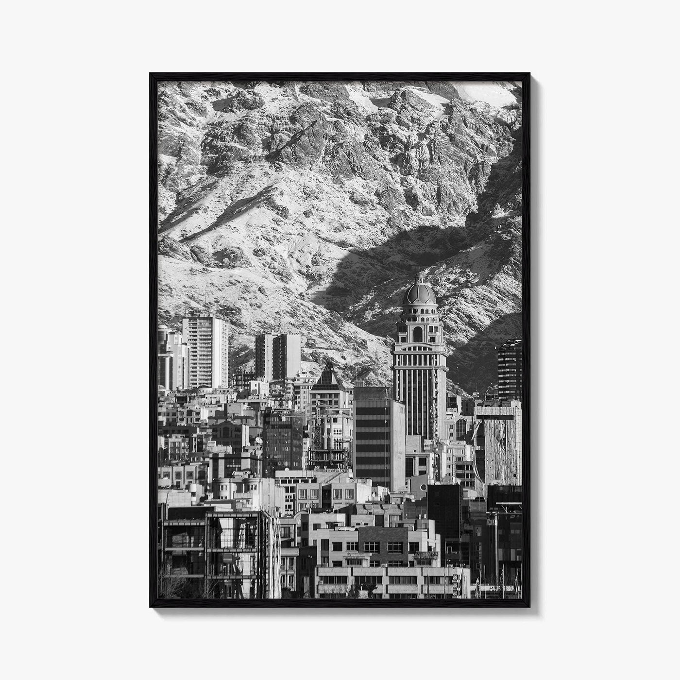 Tehran Black and White Fine Art Photo Print, Iran Wall Decor, Alborz Mountains Poster