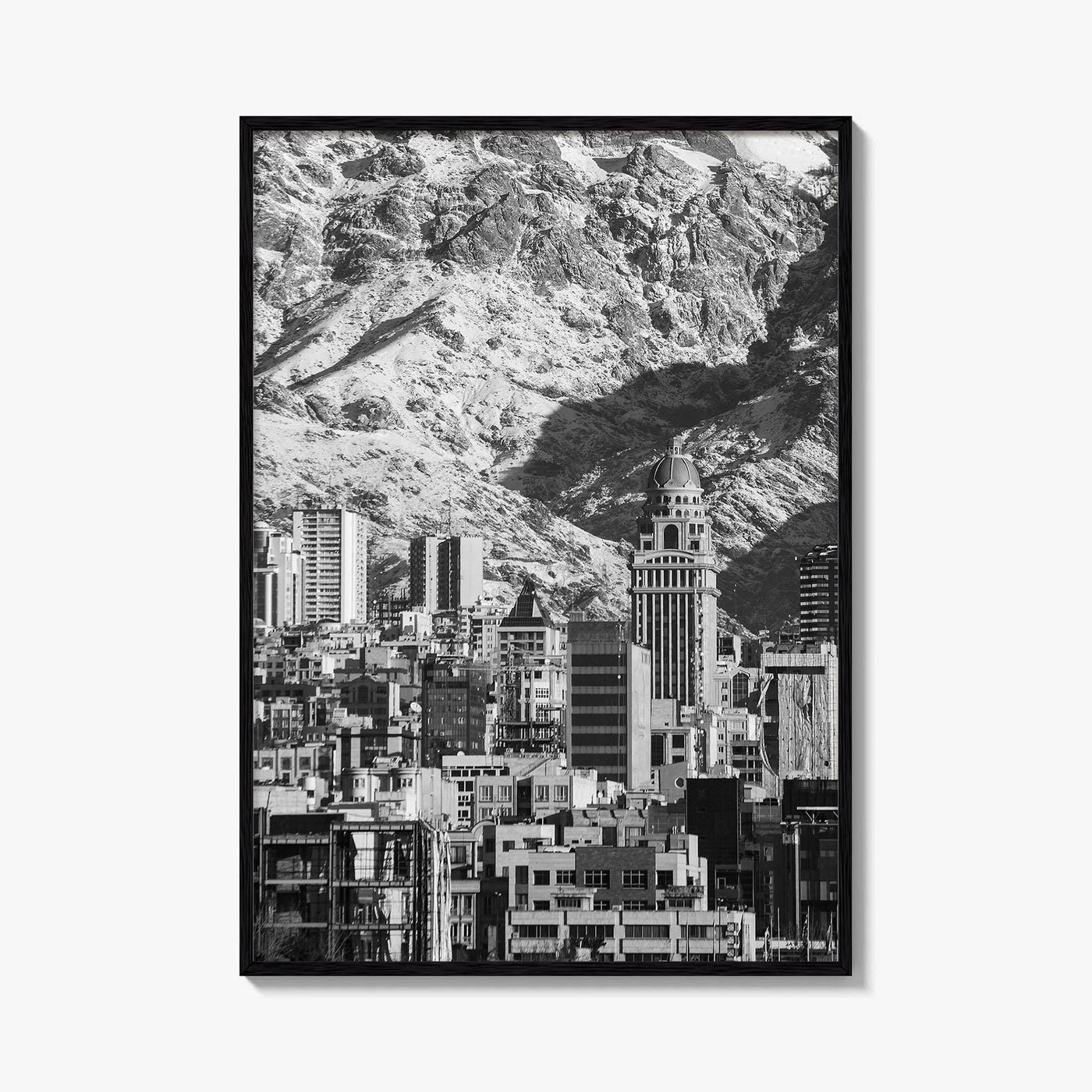 Tehran Black and White Fine Art Photo Print, Iran Wall Decor, Alborz Mountains Poster