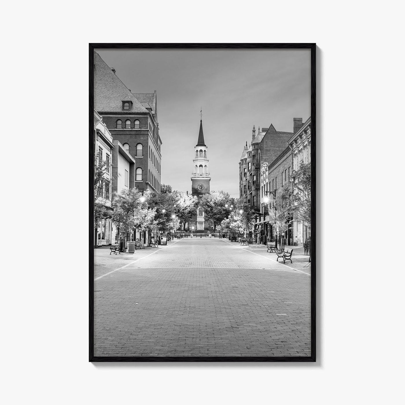 Burlington Black and White Fine Art Photo Print, Vermont, Church Street Marketplace, Poster
