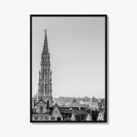Brussels Black and White Fine Art Photo Print, Grand Place City Hall Belgium Poster