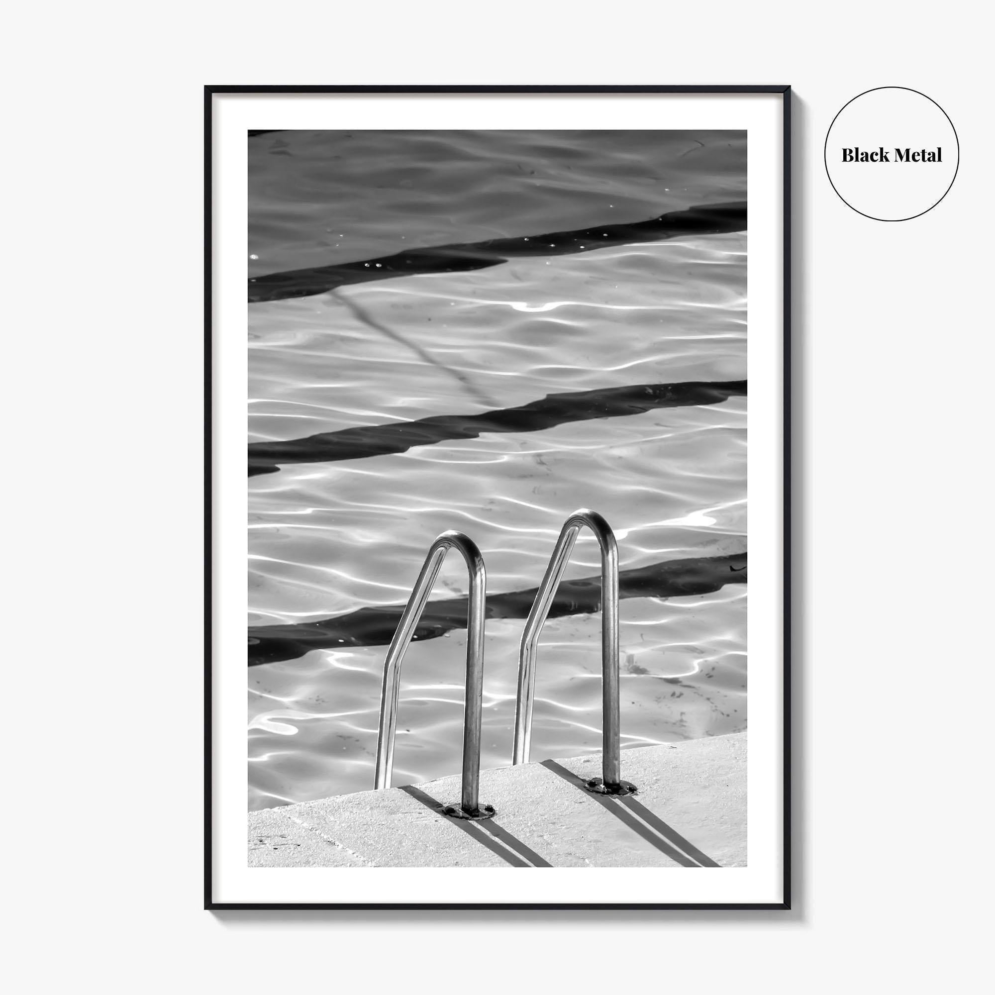 Bondi Beach Black and White Fine Art Photo Print, Sydney Icebergs Pool, Australia Poster