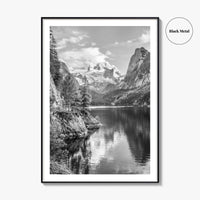 Gosausee Black and White Fine Art Photo Print, Dachstein Glacier Austrian Alps Poster