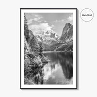 Gosausee Black and White Fine Art Photo Print, Dachstein Glacier Austrian Alps Poster