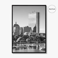 Boston Skyline Black and White Fine Art Photo Print, City, Massachusetts USA, Wall Poster