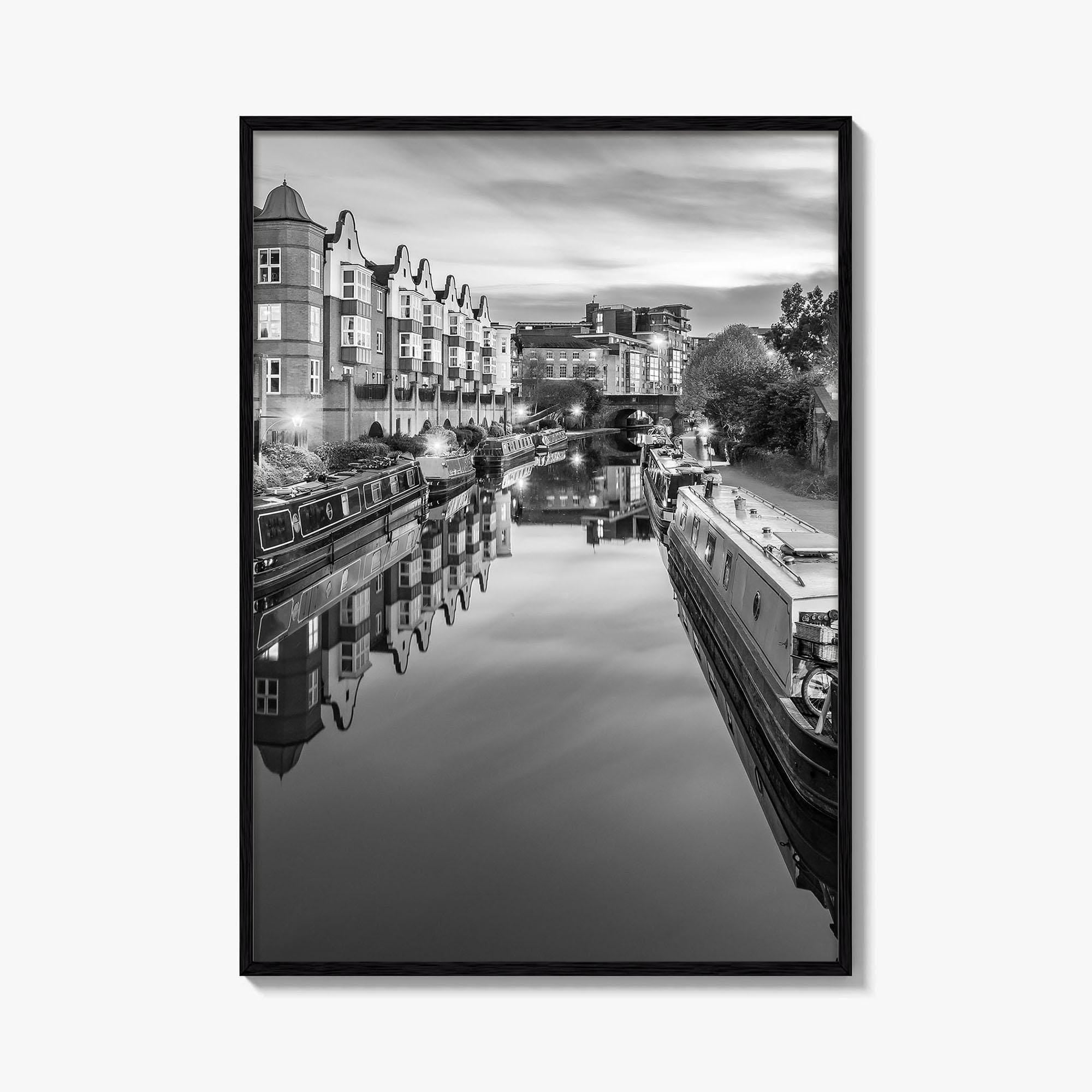 Birmingham Black and White Fine Art Photo Print, Canals West Midlands UK Poster