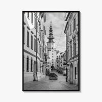 Bratislava Black and White Fine Art Photo Print, Michael's Gate Slovakia Poster