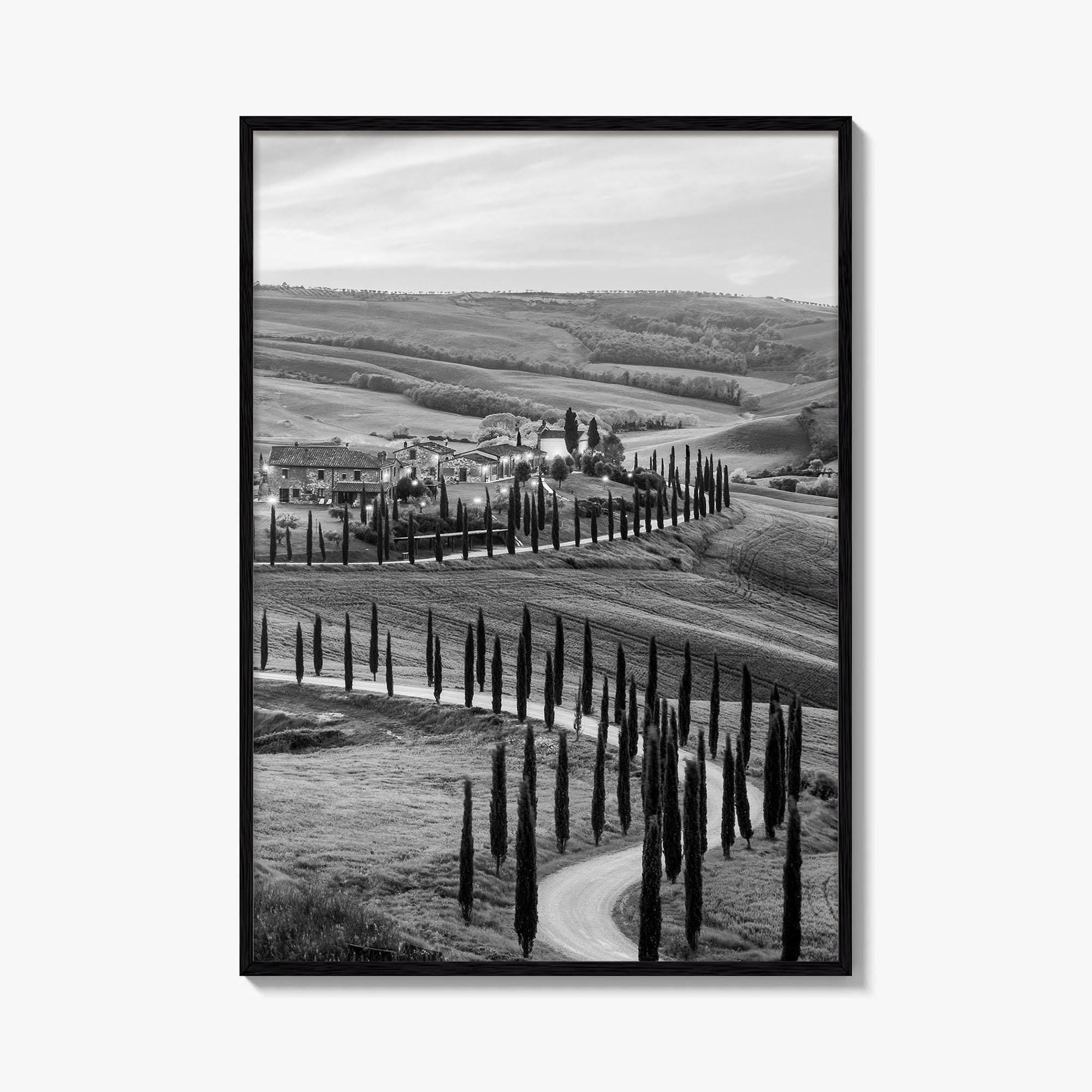 Tuscany Black and White Fine Art Photo Print, Crete Senesi, Siena, Italy Wall Poster