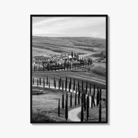 Tuscany Black and White Fine Art Photo Print, Crete Senesi, Siena, Italy Wall Poster