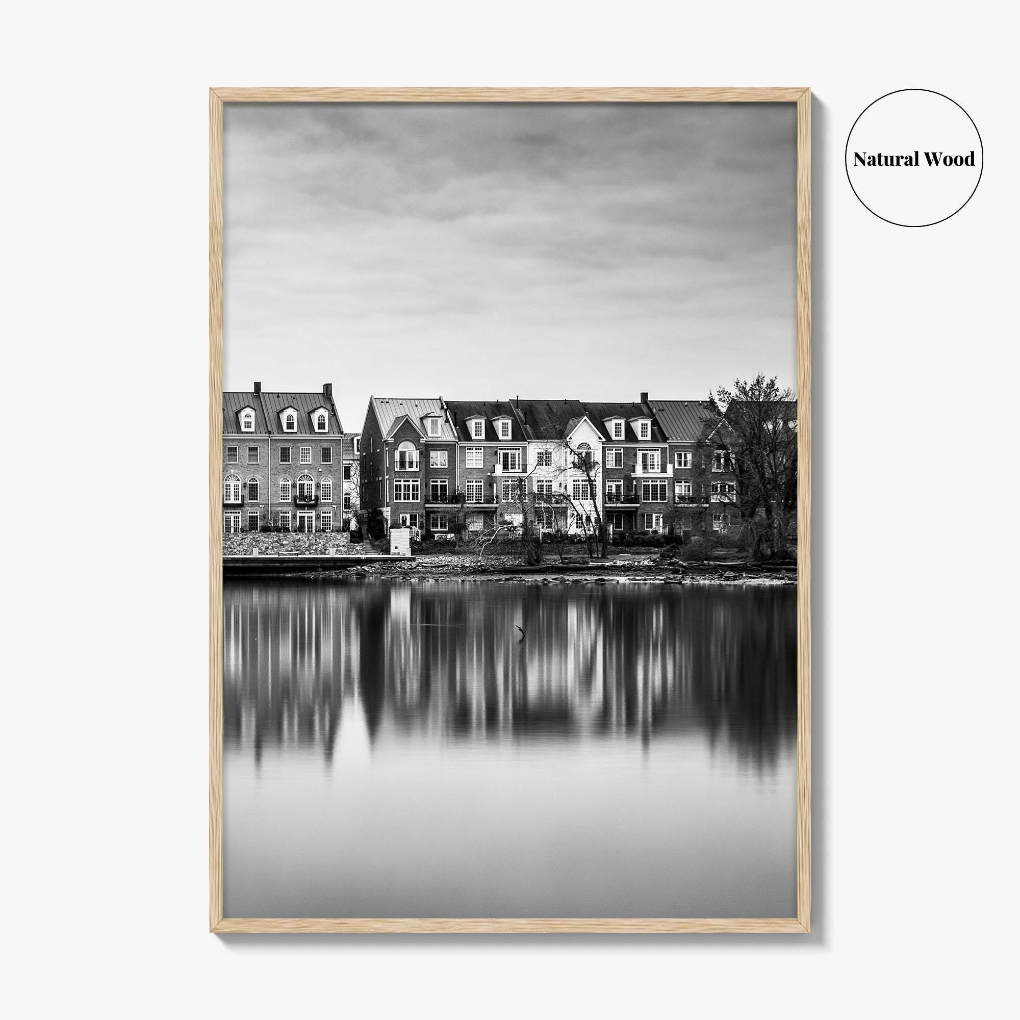 Alexandria Virginia Black and White Fine Art Photo Print, Potomac River Waterfront, USA Poster