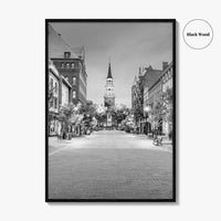 Burlington Black and White Fine Art Photo Print, Vermont, Church Street Marketplace, Poster