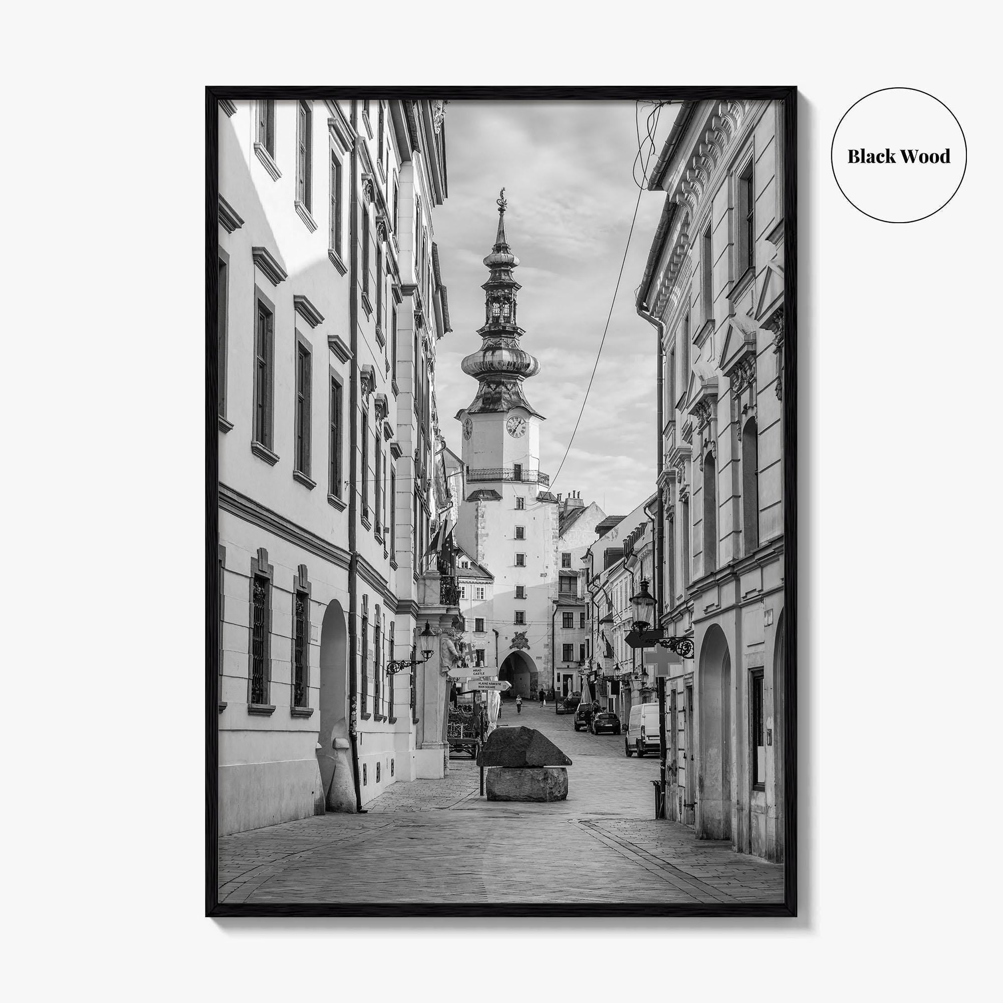 Bratislava Black and White Fine Art Photo Print, Michael's Gate Slovakia Poster