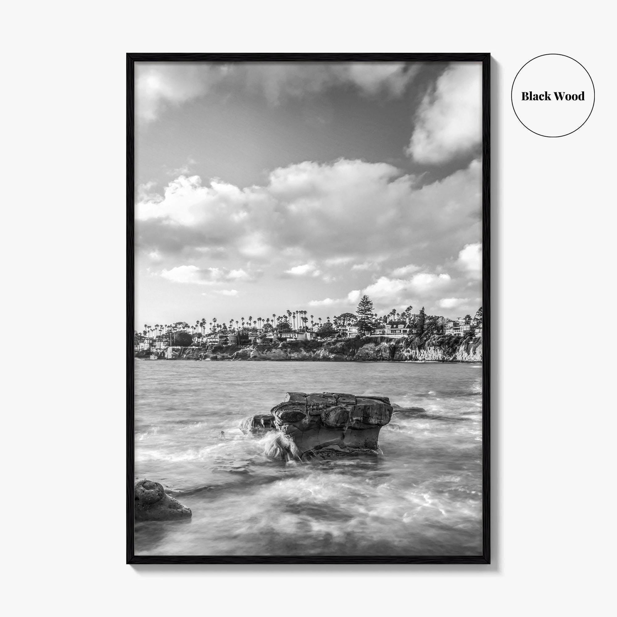 La Jolla Black and White Fine Art Photo Print, Bird Rock San Diego Poster
