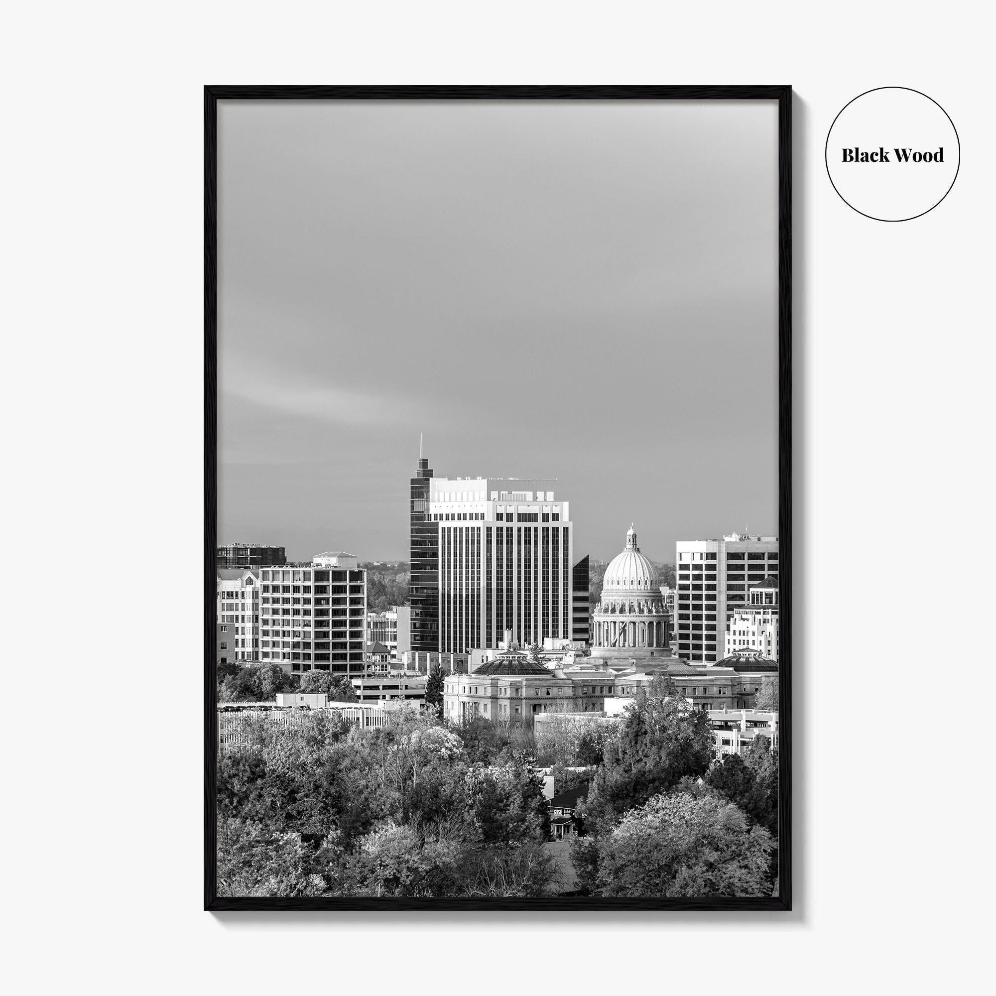 Boise Idaho Skyline Black and White Fine Art Photo Print, USA Wall Poster