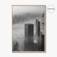 Hong Kong Skyline Black and White Fine Art Photo Print, Skyscraper, China Poster
