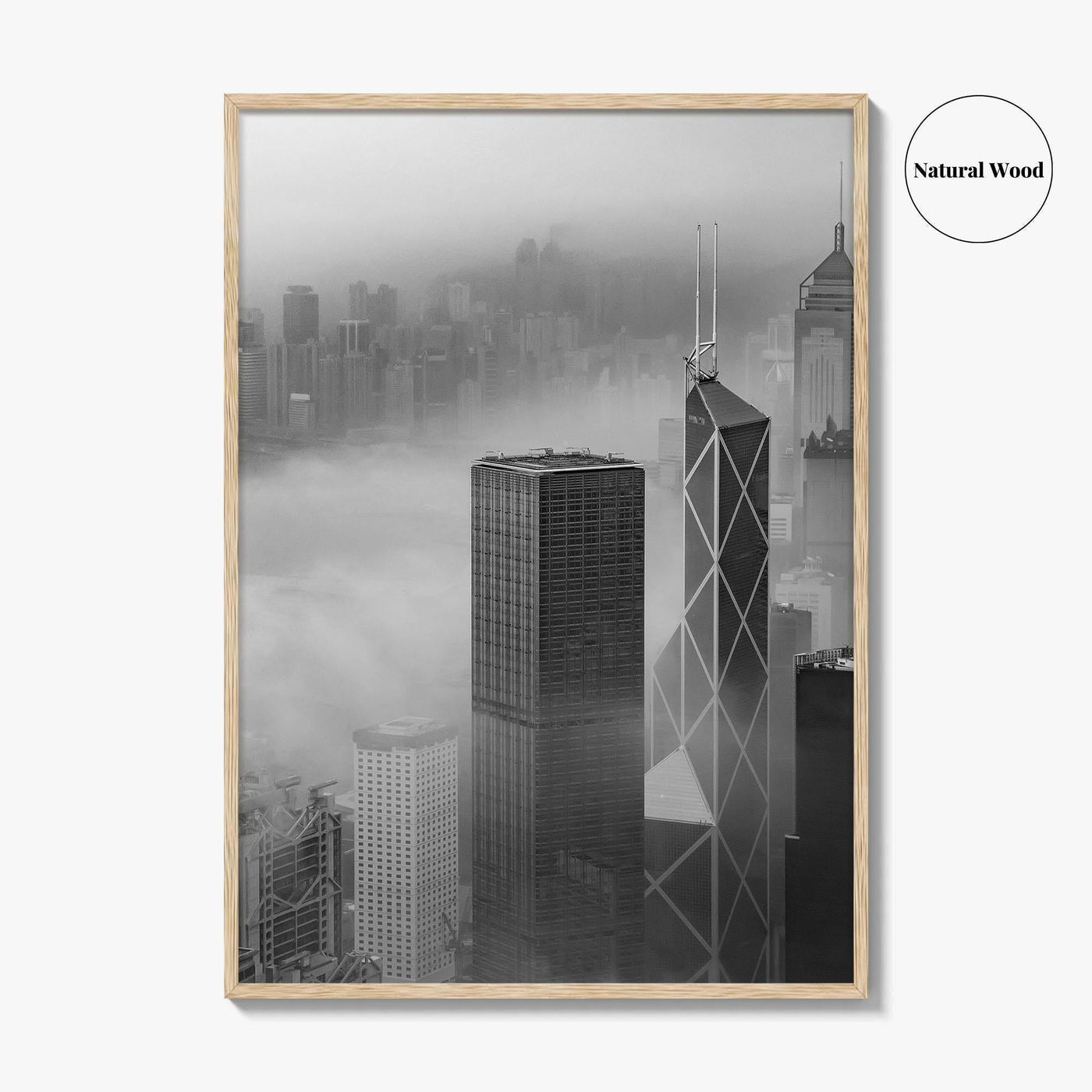 Hong Kong Skyline Black and White Fine Art Photo Print, Skyscraper, China Poster